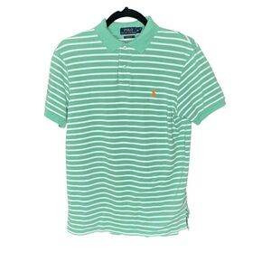 Polo by Ralph Lauren Custom Fit Men’s Sz Medium Green Striped Polo Shirt Pony